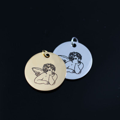 Pendant with surgical steel angel