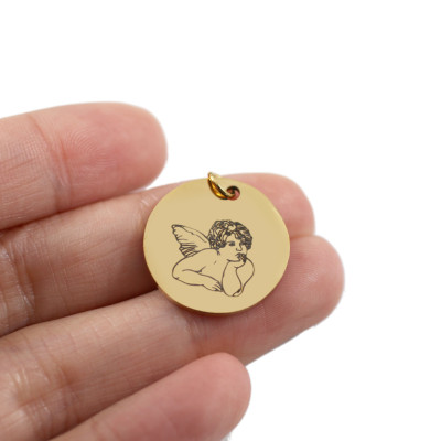 Pendant with surgical steel angel
