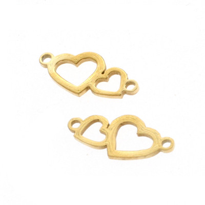 Connector two hearts color variants surgical steel