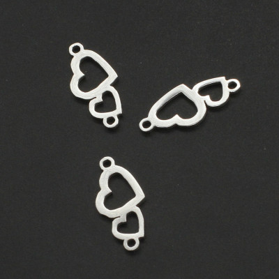 Connector two hearts color variants surgical steel