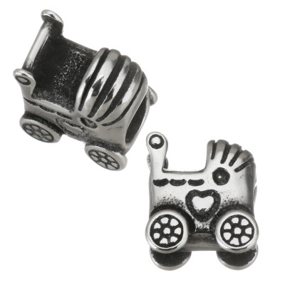 Bead pram with surgical steel hearts 316