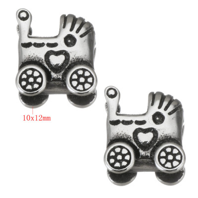 Bead pram with surgical steel hearts 316