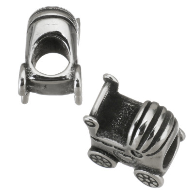 Bead pram with surgical steel hearts 316