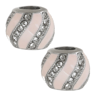 Red bead with rhinestone wave made of surgical steel