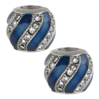 Red bead with rhinestone wave made of surgical steel