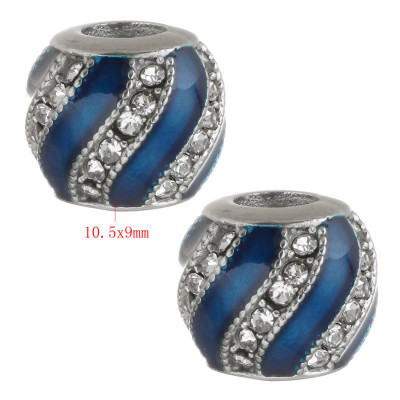 Red bead with rhinestone wave made of surgical steel