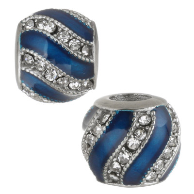 Red bead with rhinestone wave made of surgical steel