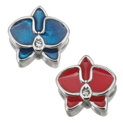 Surgical steel orchid flower bead