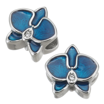 Surgical steel orchid flower bead