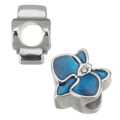 Surgical steel orchid flower bead