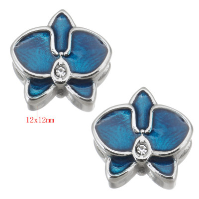 Surgical steel orchid flower bead