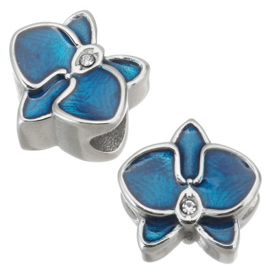 Surgical steel orchid flower bead