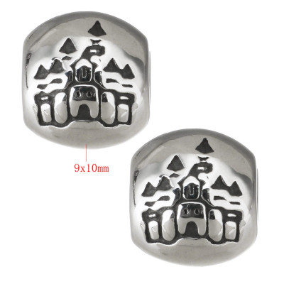 Bead with a picture of the mansion surgical steel