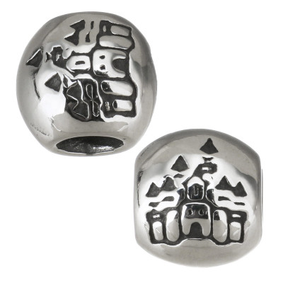 Bead with a picture of the mansion surgical steel