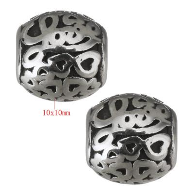 Bead with hearts and inscription Love surgical steel