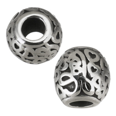 Bead with hearts and inscription Love surgical steel