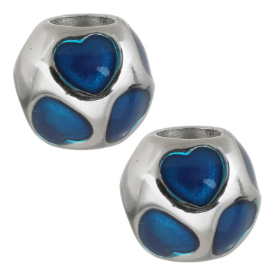 Large bead with hearts selection of three surgical steel variants