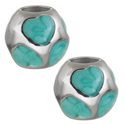 Large bead with hearts selection of three surgical steel variants