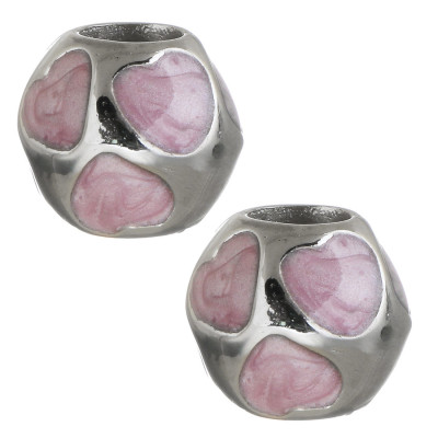 Large bead with hearts selection of three surgical steel variants