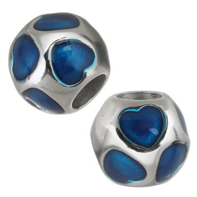 Large bead with hearts selection of three surgical steel variants