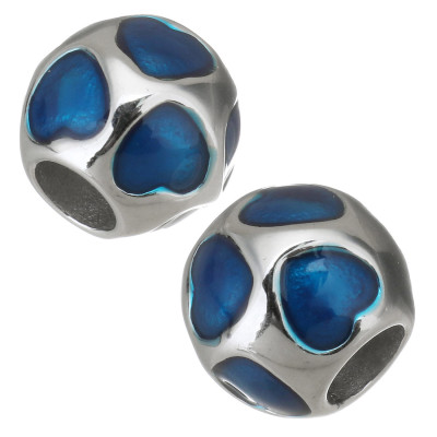 Large bead with hearts selection of three surgical steel variants