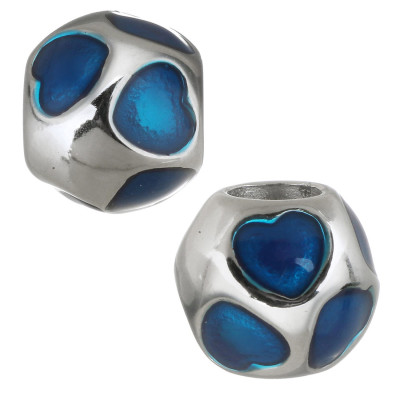 Large bead with hearts selection of three surgical steel variants