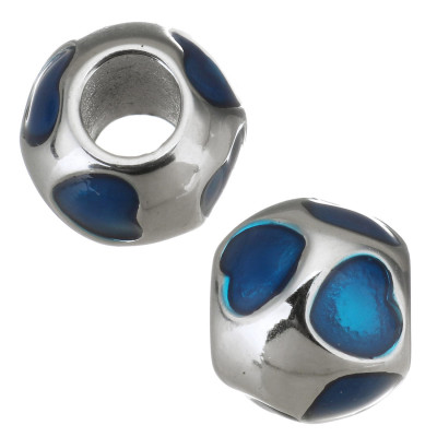 Large bead with hearts selection of three surgical steel variants