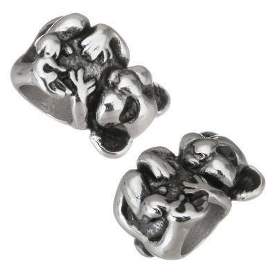 Cute teddy bear surgical steel bead