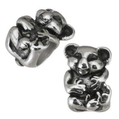 Cute teddy bear surgical steel bead