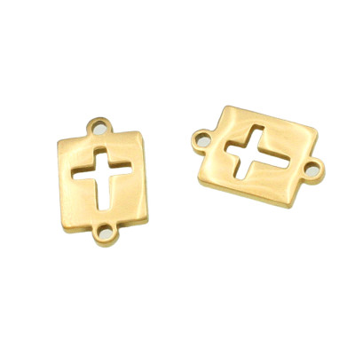 Rectangle connector with cross surgical steel two color variants