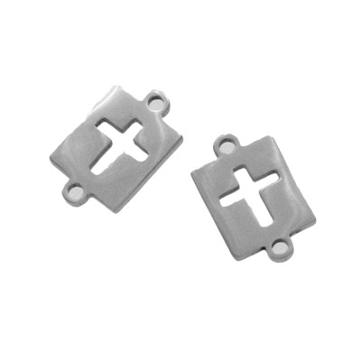 Rectangle connector with cross surgical steel two color variants