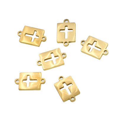 Rectangle connector with cross surgical steel two color variants