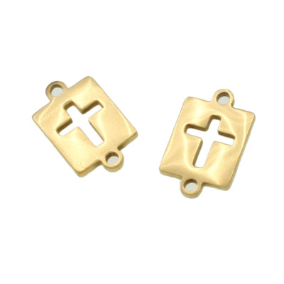 Rectangle connector with cross surgical steel two color variants