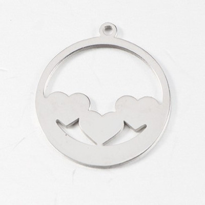 304 Stainless steel pendant with small hearts two color variants