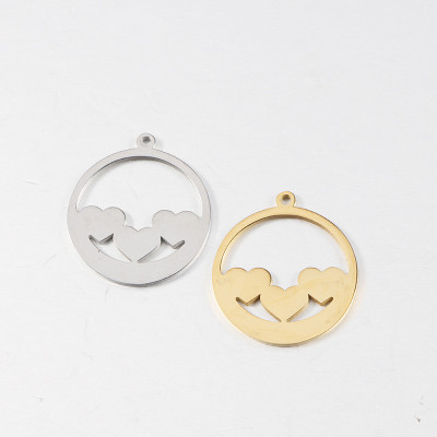 304 Stainless steel pendant with small hearts two color variants