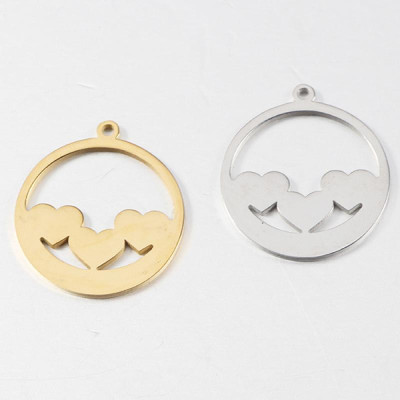 304 Stainless steel pendant with small hearts two color variants