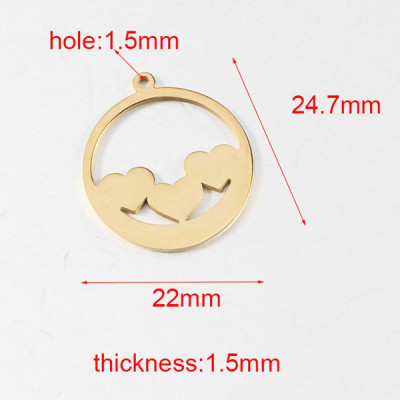 304 Stainless steel pendant with small hearts two color variants