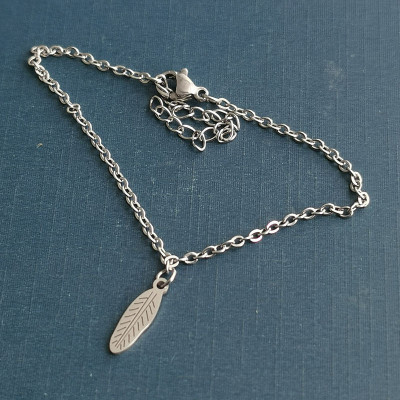 Surgical steel feather pendant two color combinations