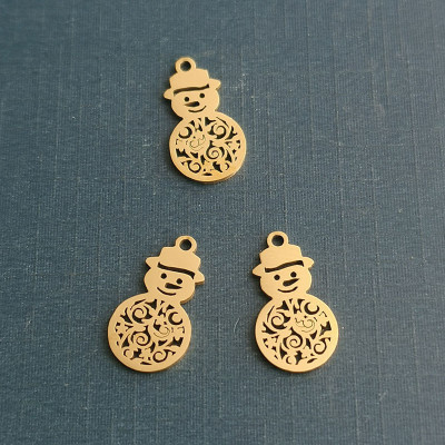 Surgical steel snowman pendant two color combinations