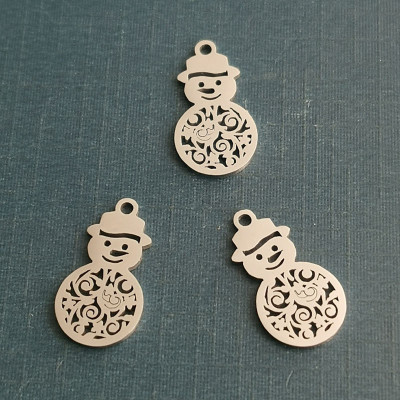 Surgical steel snowman pendant two color combinations
