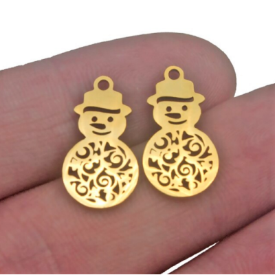 Surgical steel snowman pendant two color combinations