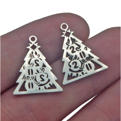 Surgical steel Christmas tree pendant two color combinations