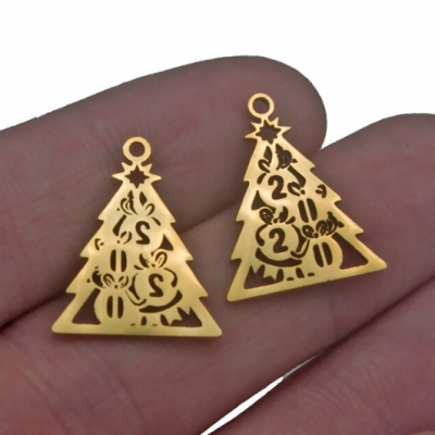 Surgical steel Christmas tree pendant two color combinations