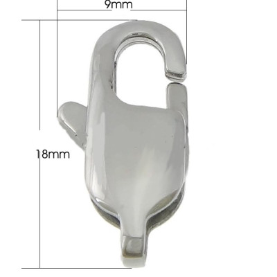 Karabinka podlouhlá leštěná velká 9x18mm chirurgická ocel