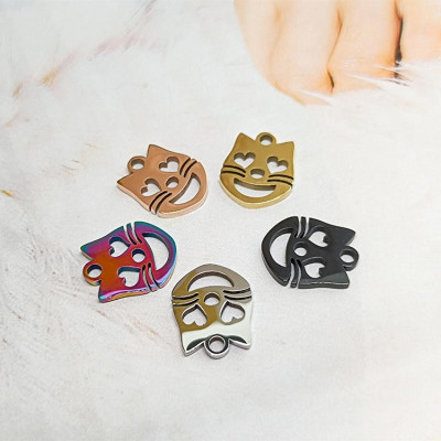Cat pendant made of surgical steel five color combinations