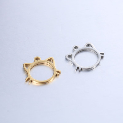 Cat pendant made of surgical steel two color combinations