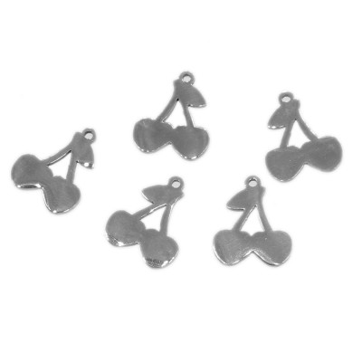 Surgical steel cherry pendant two color combinations