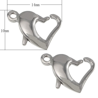 Karabinka srdce 10 x 14mm z chirurgické oceli