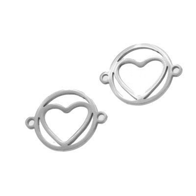 Connector wheel with heart surgical steel two color variants