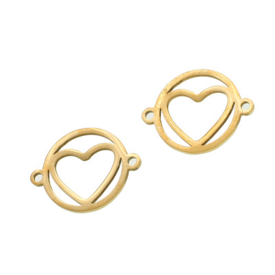 Connector wheel with heart surgical steel two color variants